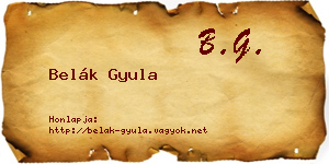 Belák Gyula névjegykártya